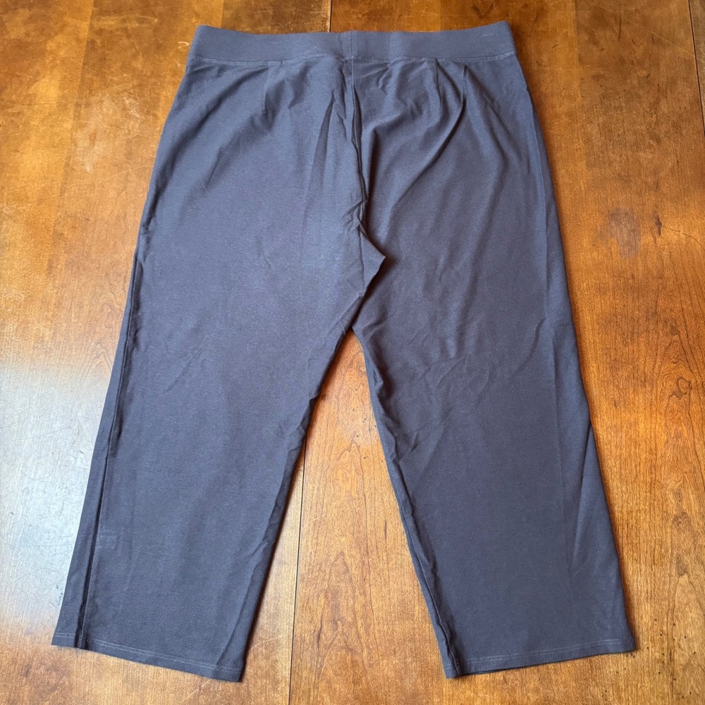 Eileen Fisher Pants Women L Gray Cropped Straight Leg Viscose Stretch Pull On - Picture 8 of 8